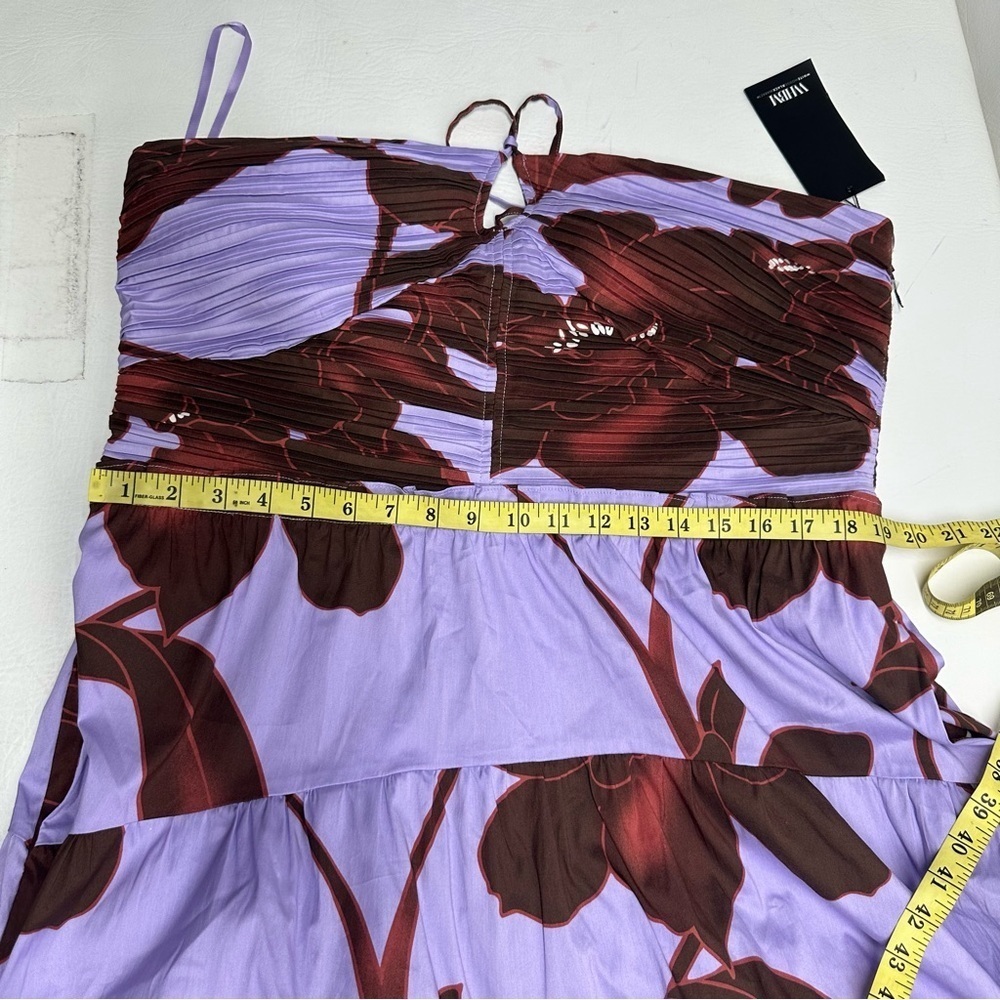 WHBM CAMILLE FIRL Floral Halter Maxi Dress in Purple and brown SZ 18 NWT - Picture 8 of 13